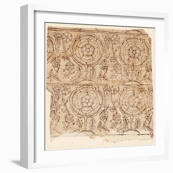 Lining Paper with a Tudor Rose Pattern, C.1550 (Woodblock Print)-English-Framed Giclee Print