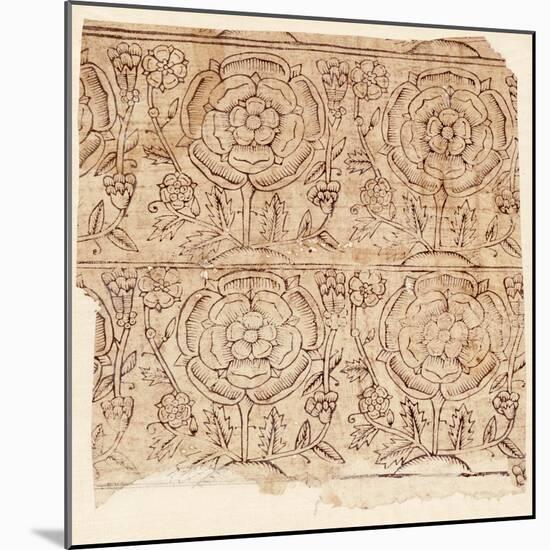 Lining Paper with a Tudor Rose Pattern, C.1550 (Woodblock Print)-English-Mounted Giclee Print