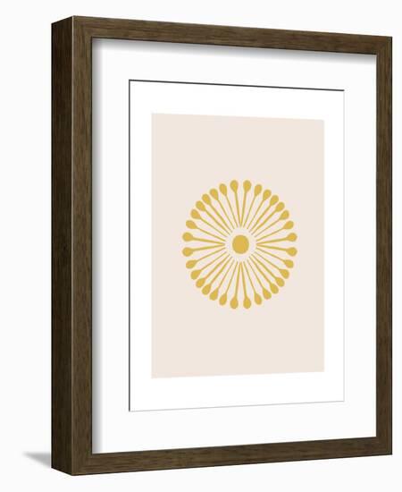 Linocut Floral Mandala in Gold-null-Framed Art Print