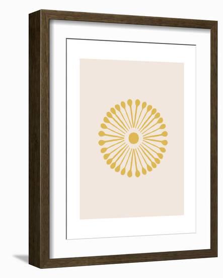 Linocut Floral Mandala in Gold-null-Framed Art Print