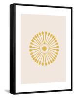 Linocut Floral Mandala in Gold-null-Framed Stretched Canvas