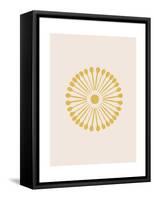 Linocut Floral Mandala in Gold-null-Framed Stretched Canvas