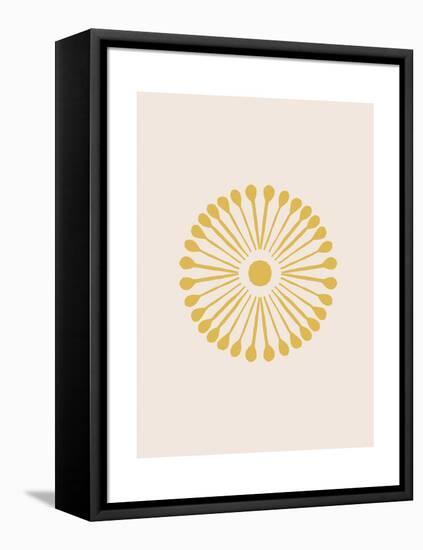 Linocut Floral Mandala in Gold-null-Framed Stretched Canvas