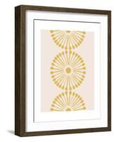 Linocut Mandala Flowers Gold-null-Framed Art Print