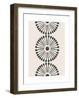 Linocut Mandala Flowers in Black-null-Framed Art Print