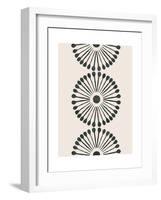 Linocut Mandala Flowers in Black-null-Framed Art Print