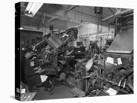 Linotype Machine Room at a Printing Company, Mexborough, South Yorkshire, 1959-Michael Walters-Stretched Canvas