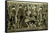 Lintel Depicting the Trinity: Siva, Brahma and Vishnu, Warangal, Kakatiya-null-Framed Stretched Canvas