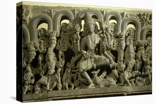 Lintel Depicting the Trinity: Siva, Brahma and Vishnu, Warangal, Kakatiya-null-Stretched Canvas