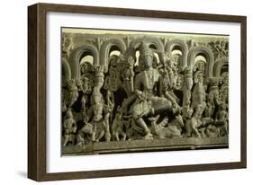 Lintel Depicting the Trinity: Siva, Brahma and Vishnu, Warangal, Kakatiya-null-Framed Giclee Print