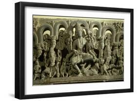 Lintel Depicting the Trinity: Siva, Brahma and Vishnu, Warangal, Kakatiya-null-Framed Giclee Print