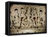Lintel Featuring Hindu Trinity, from Waranal, Andhra Pradesh, Kakatiya Dynasty (Stone)-Indian-Framed Stretched Canvas