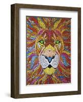 Lion Ablaze-Drawpaint Illustration-Framed Giclee Print