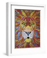 Lion Ablaze-Drawpaint Illustration-Framed Giclee Print