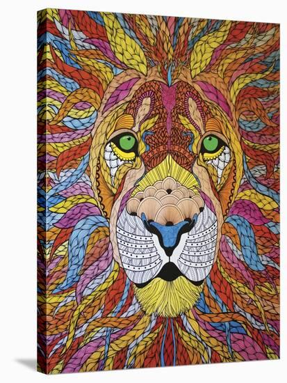 Lion Ablaze-Drawpaint Illustration-Stretched Canvas