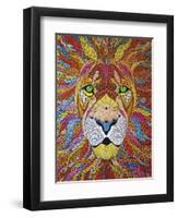 Lion Ablaze-Drawpaint Illustration-Framed Premium Giclee Print