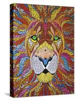 Lion Ablaze-Drawpaint Illustration-Stretched Canvas