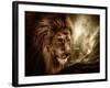 Lion Against Stormy Sky-NejroN Photo-Framed Premium Photographic Print