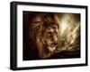 Lion Against Stormy Sky-NejroN Photo-Framed Photographic Print