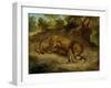 Lion and cayman,  R.F. 1395.-Eugene Delacroix-Framed Giclee Print