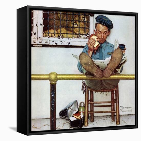 "Lion and His Keeper", January 9,1954-Norman Rockwell-Framed Stretched Canvas