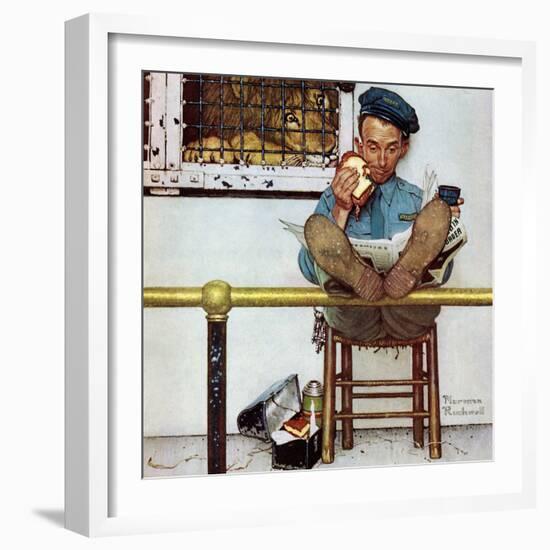 "Lion and His Keeper", January 9,1954-Norman Rockwell-Framed Giclee Print