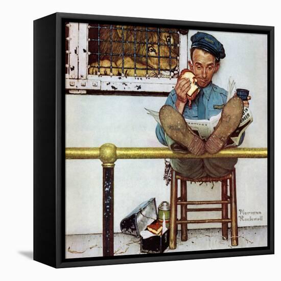 "Lion and His Keeper", January 9,1954-Norman Rockwell-Framed Stretched Canvas