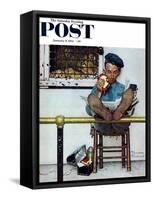 "Lion and His Keeper" Saturday Evening Post Cover, January 9,1954-Norman Rockwell-Framed Stretched Canvas