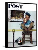 "Lion and His Keeper" Saturday Evening Post Cover, January 9,1954-Norman Rockwell-Framed Stretched Canvas