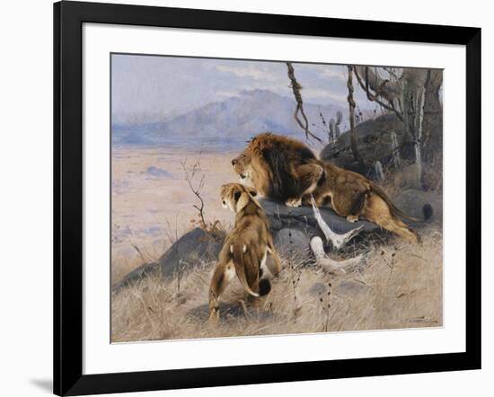 Lion and Lioness; Lowe Und Lowin-Wilhelm Kuhnert-Framed Giclee Print