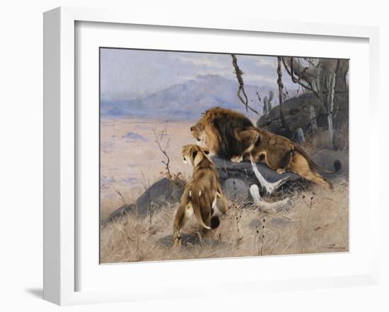 Lion and Lioness; Lowe Und Lowin-Wilhelm Kuhnert-Framed Giclee Print