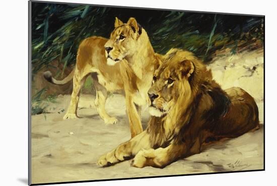 Lion and Lioness-Lowenparr-Wilhelm Kuhnert-Mounted Giclee Print