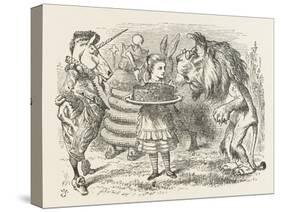 Lion and Unicorn Alice with the Lion and the Unicorn, and a Plum Cake-John Tenniel-Stretched Canvas