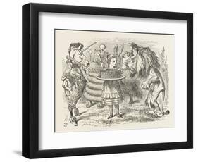 Lion and Unicorn Alice with the Lion and the Unicorn, and a Plum Cake-John Tenniel-Framed Photographic Print