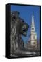 Lion at Foot of Nelson's Column and St. Martin-In-The-Fields Church-Rolf Richardson-Framed Stretched Canvas