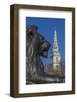 Lion at Foot of Nelson's Column and St. Martin-In-The-Fields Church-Rolf Richardson-Framed Photographic Print