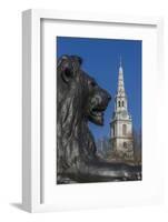 Lion at Foot of Nelson's Column and St. Martin-In-The-Fields Church-Rolf Richardson-Framed Photographic Print