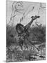 Lion Attacks Giraffe-Richard Friese-Mounted Art Print