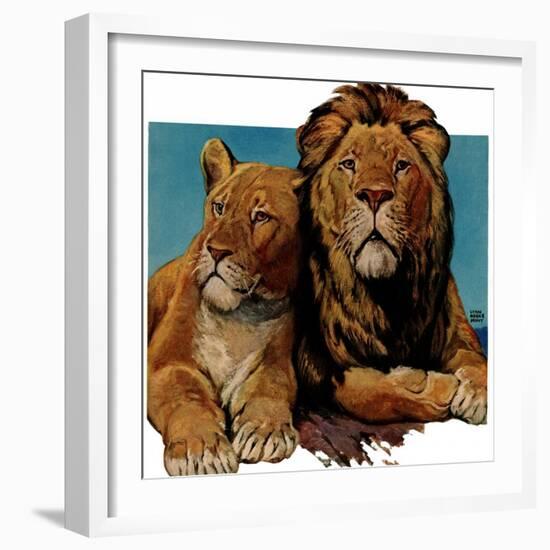 "Lion Couple,"March 19, 1932-Lynn Bogue Hunt-Framed Giclee Print