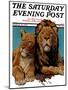 "Lion Couple," Saturday Evening Post Cover, March 19, 1932-Lynn Bogue Hunt-Mounted Giclee Print