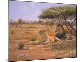 Lion Couple-Clive Kay-Mounted Art Print