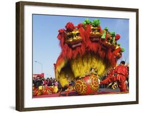 Lion Dance, Chinese New Year, Spring Festival, Beijing, China-Kober Christian-Framed Photographic Print