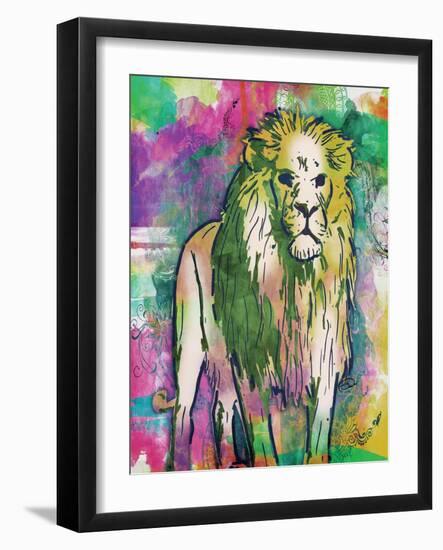 Lion Dark Bright Henna-OnRei-Framed Art Print