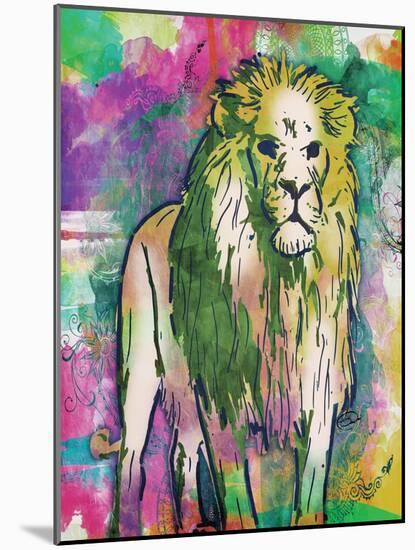 Lion Dark Bright Henna-OnRei-Mounted Art Print