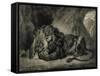 Lion de l'Atlas-Eugene Delacroix-Framed Stretched Canvas