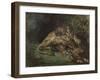 Lion Dévorant Un Cheval (Lion Devouring a Horse), C. 1844 (Watercolor, Bodycolor Oand Gum Arabic Wi-Ferdinand Victor Eugene Delacroix-Framed Giclee Print