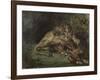 Lion Dévorant Un Cheval (Lion Devouring a Horse), C. 1844 (Watercolor, Bodycolor Oand Gum Arabic Wi-Ferdinand Victor Eugene Delacroix-Framed Giclee Print