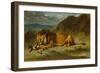 Lion Devouring a Goat, C.1850-Eugene Delacroix-Framed Giclee Print