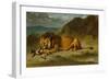 Lion Devouring a Goat, C.1850-Eugene Delacroix-Framed Giclee Print