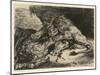 Lion Devouring a Horse, 1844 (Litho on Chine Collé on Paper)-Ferdinand Victor Eugene Delacroix-Mounted Giclee Print